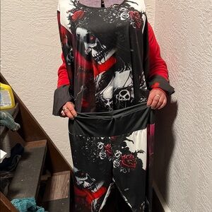 Source Unknown Black and Red Graphic Jumpsuit